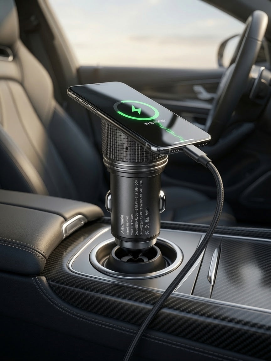 Newgurin 200W Dual Port Metal Car Charger | Fast PD 30W + QC Charging