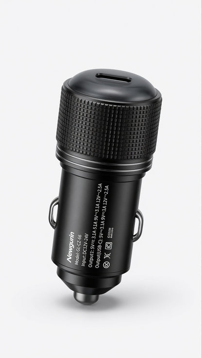 Newgurin 200W Dual Port Metal Car Charger | Fast PD 30W + QC Charging