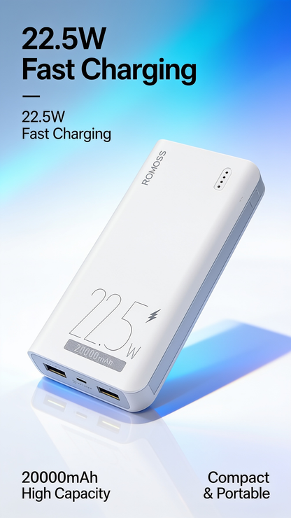 ROMOSS Power Core 20000Mah Pro – 22.5W Fast Charging Power Bank