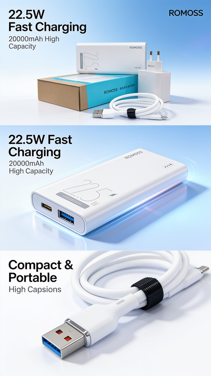 ROMOSS Power Core 20000Mah Pro – 22.5W Fast Charging Power Bank