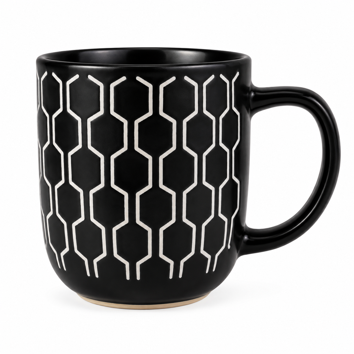 ☕ Premium Black Ceramic Mugs – Set of 4