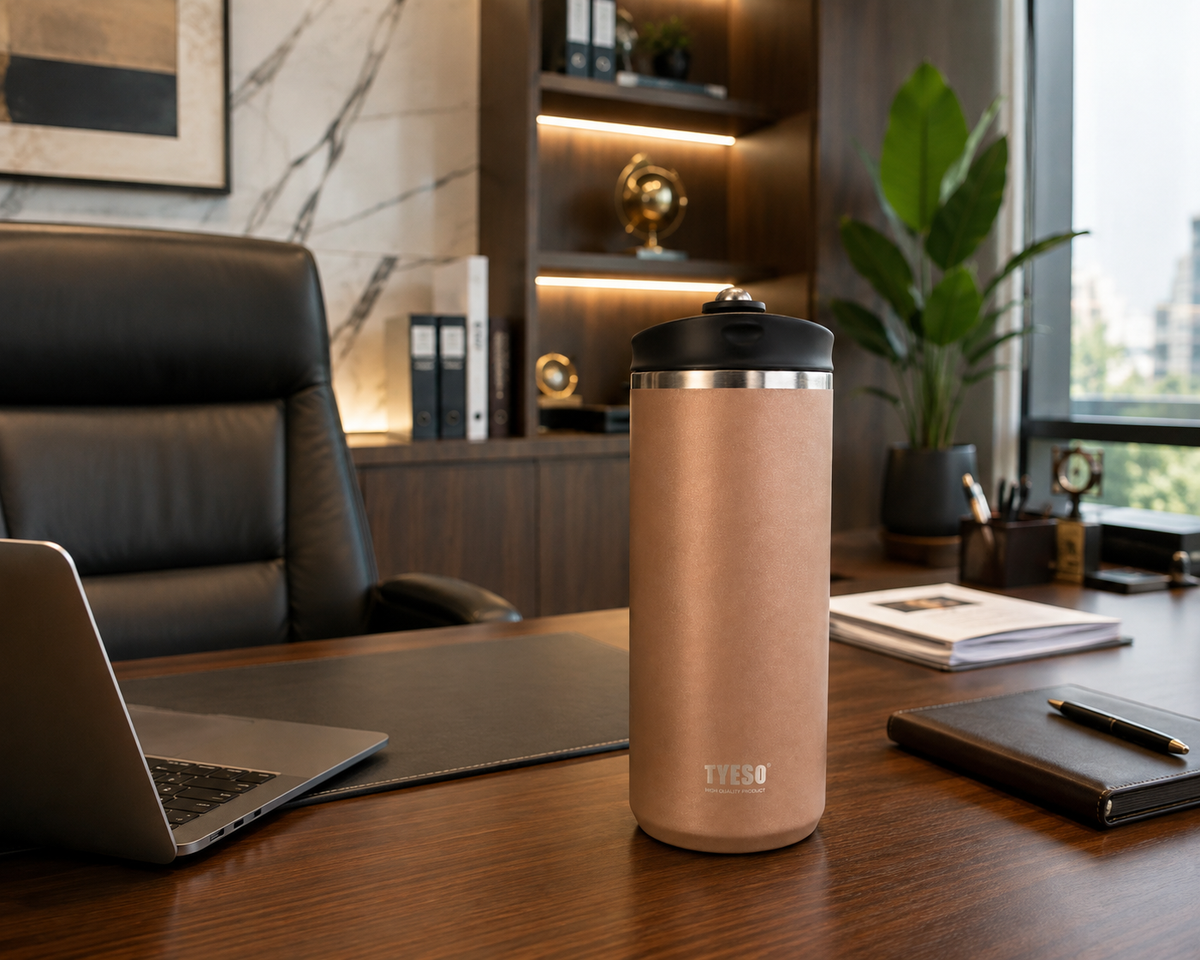 ☕ TYESO 600ml Vacuum Insulated Press Tumbler