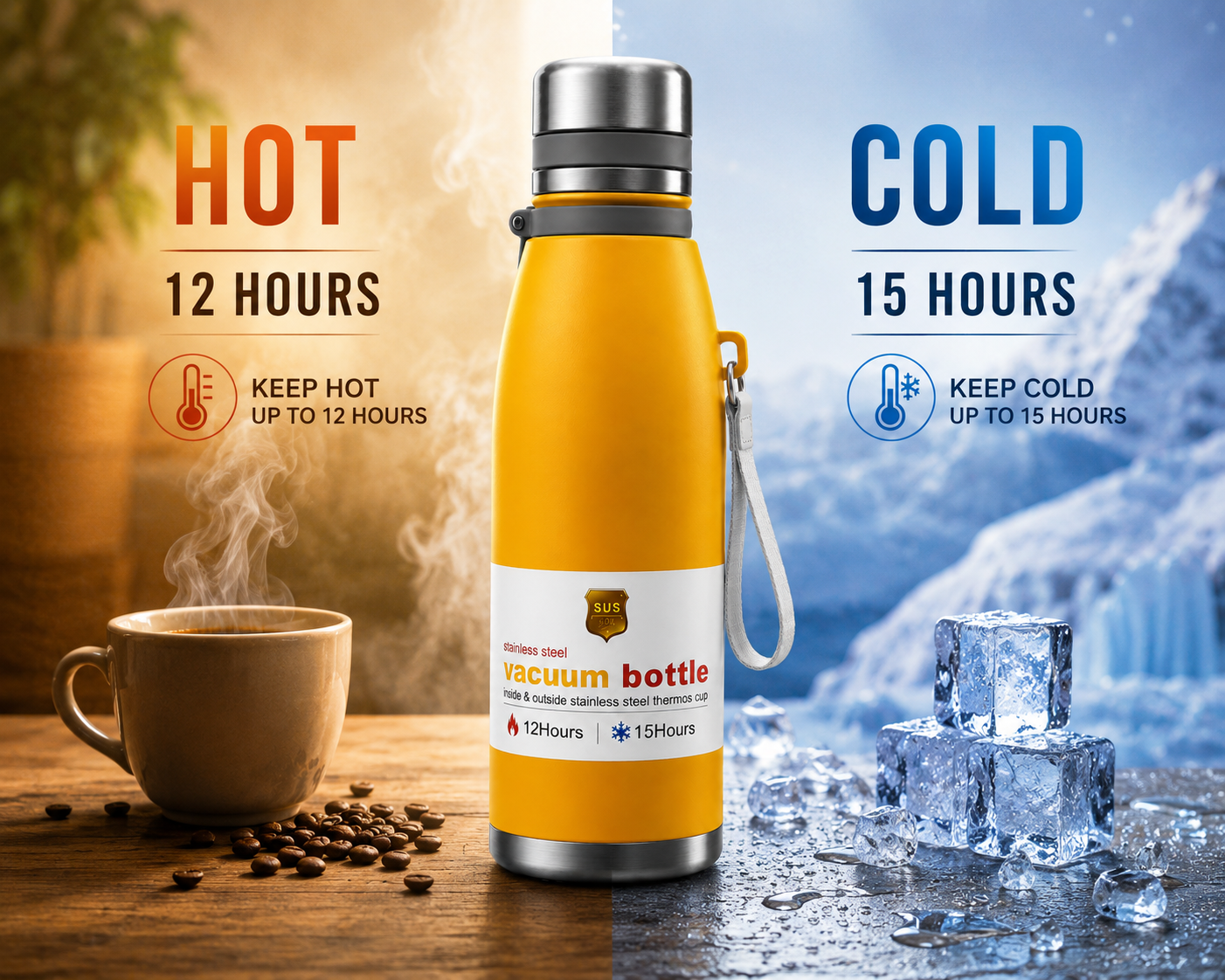 ProTherm Stainless Steel Flask | Long-Lasting Hot & Cold Insulation 1200ml