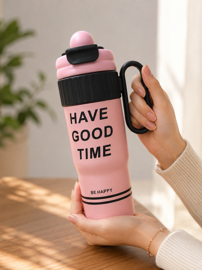 “Have Good Time” Motivational Tumbler with Handle