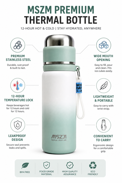 MSZM Elite Thermal Water Bottle 500ml– Premium Stainless Steel Flask