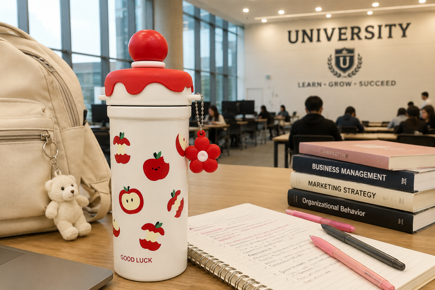 Cute Good Luck Strawberry 800ml Vacuum Insulated Thermos Flask