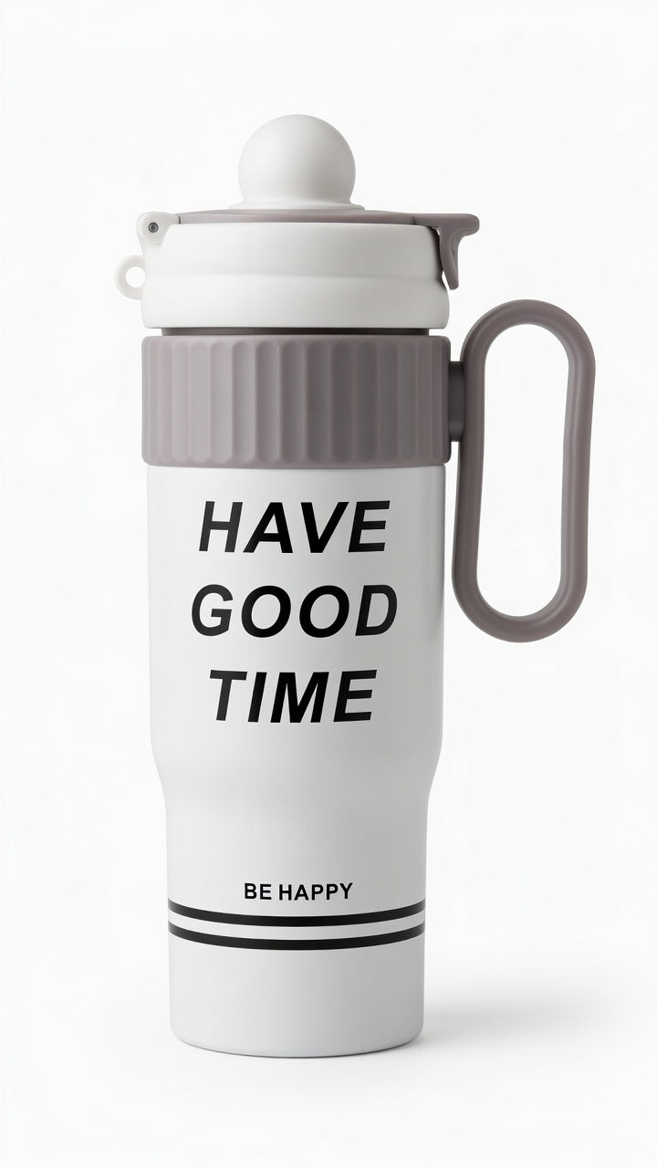 “Have Good Time” Motivational Tumbler with Handle