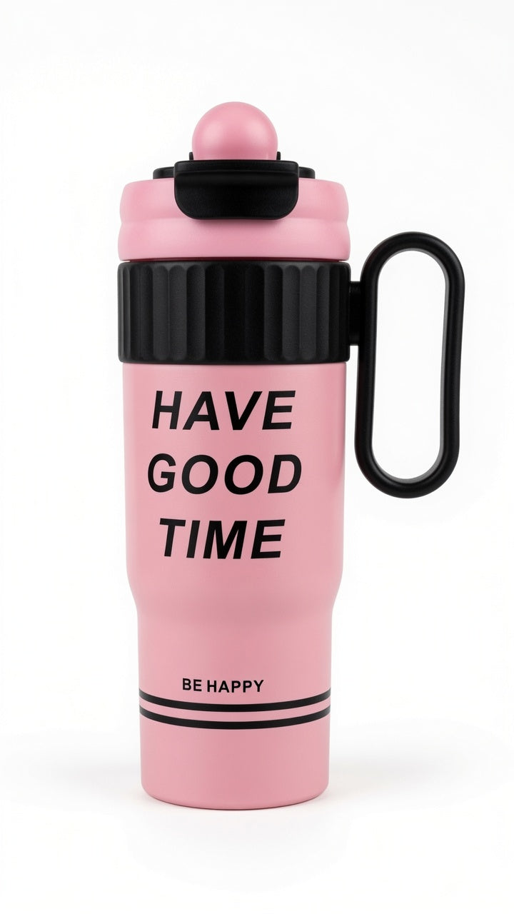 “Have Good Time” Motivational Tumbler with Handle