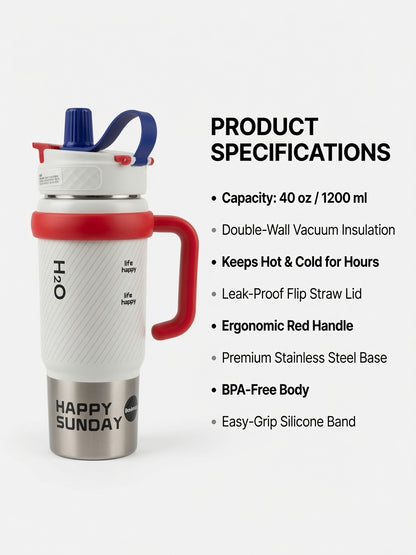 H2O Happy Sunday Tumbler – 40 oz / 1200 ml