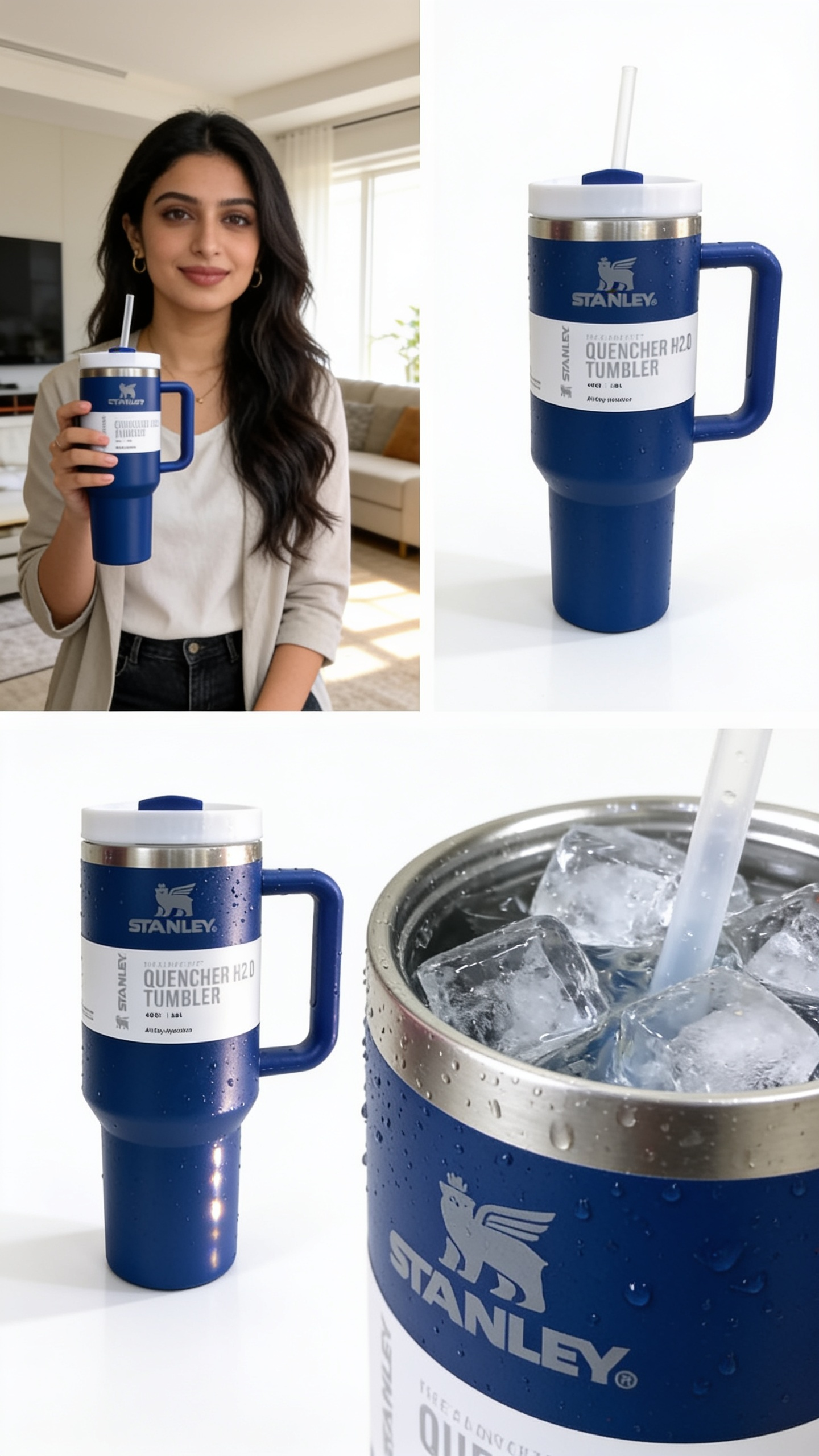 LuxeGear Quencher Pro 40oz Stainless Steel Tumbler - Navy Blue (FlowState Lid)