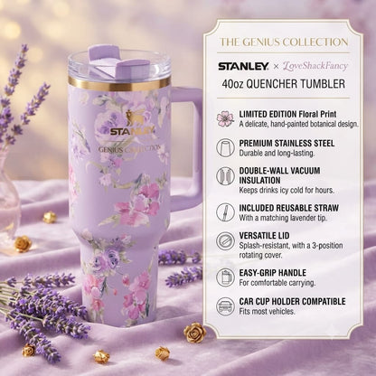 Stanley x LoveShackFancy 40oz Lavender Floral Quencher H2.0 Tumbler