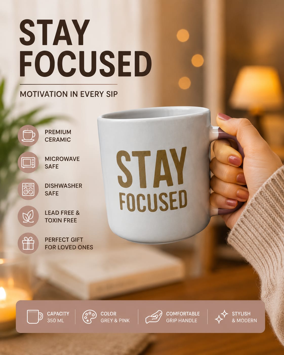 “Stay Focused” Ceramic Mug