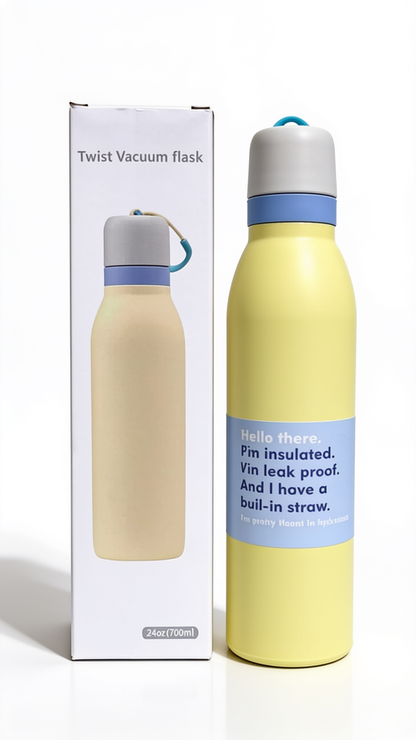 Premium Twist Vacuum Flask 700ml – Leak-Proof Hot & Cold Water Bottle