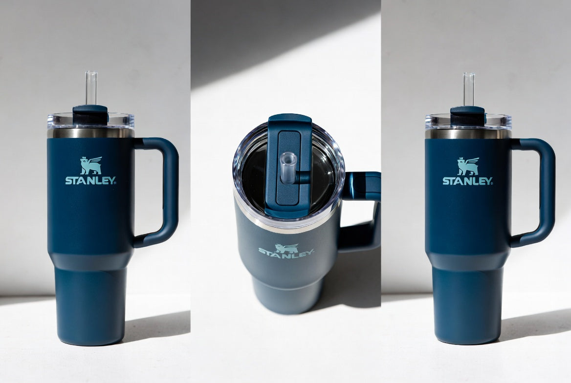 LuxeGear Quencher Pro 40oz Stainless Steel Tumbler - Navy Blue (FlowState Lid)