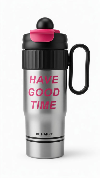 “Have Good Time” Motivational Tumbler with Handle